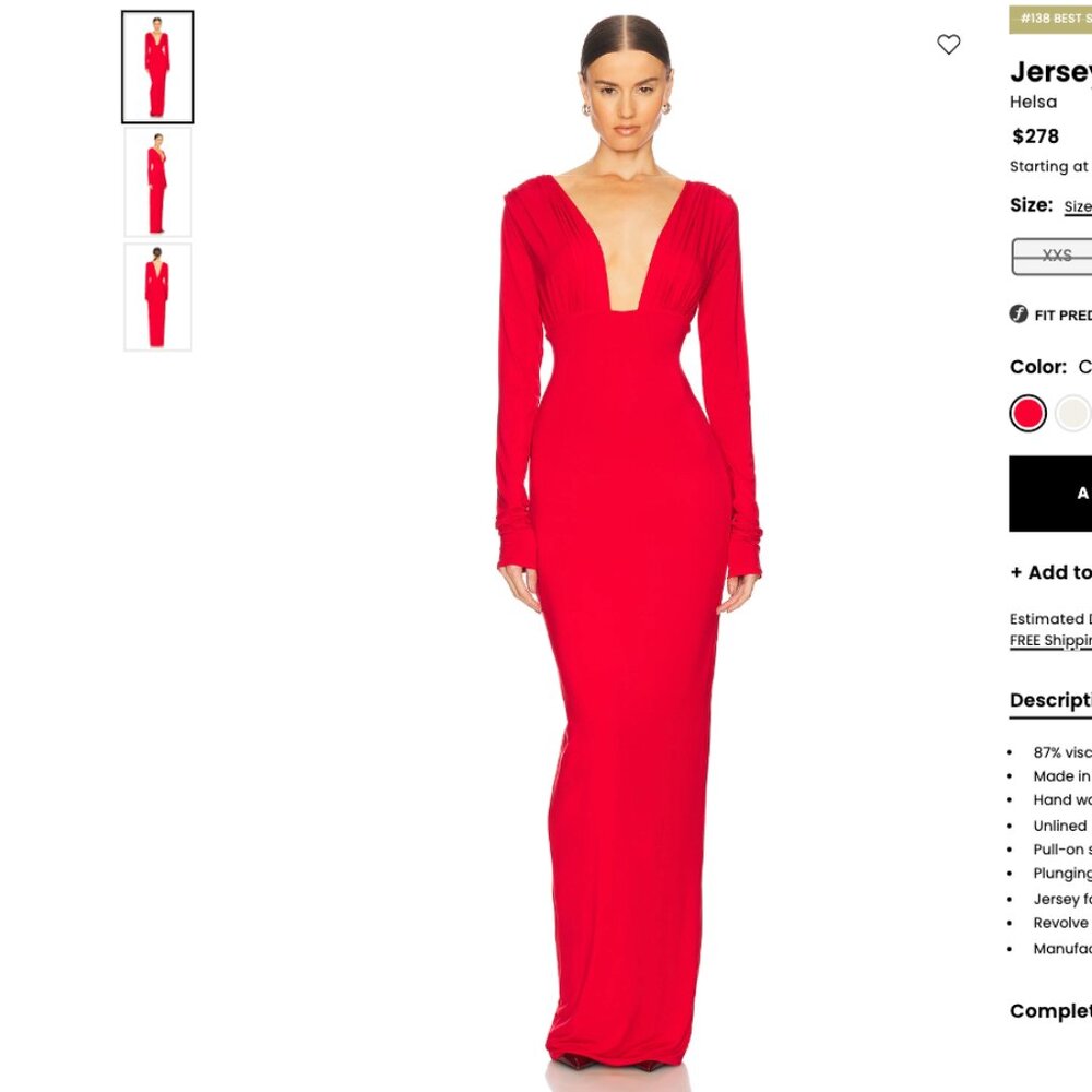 Helsa Jersey Deep V Maxi Dress